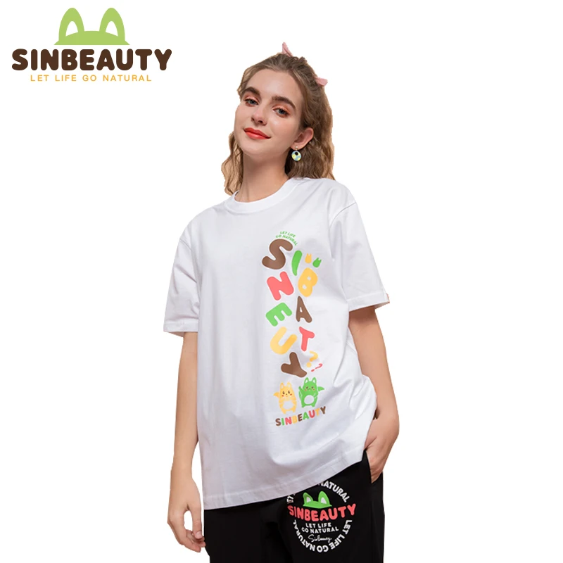 

SINBEAUTY Woman Short Sleev Leisure Girl T-shirt High-quality Printing Japanese Printing Back Printing Parent-child Suit