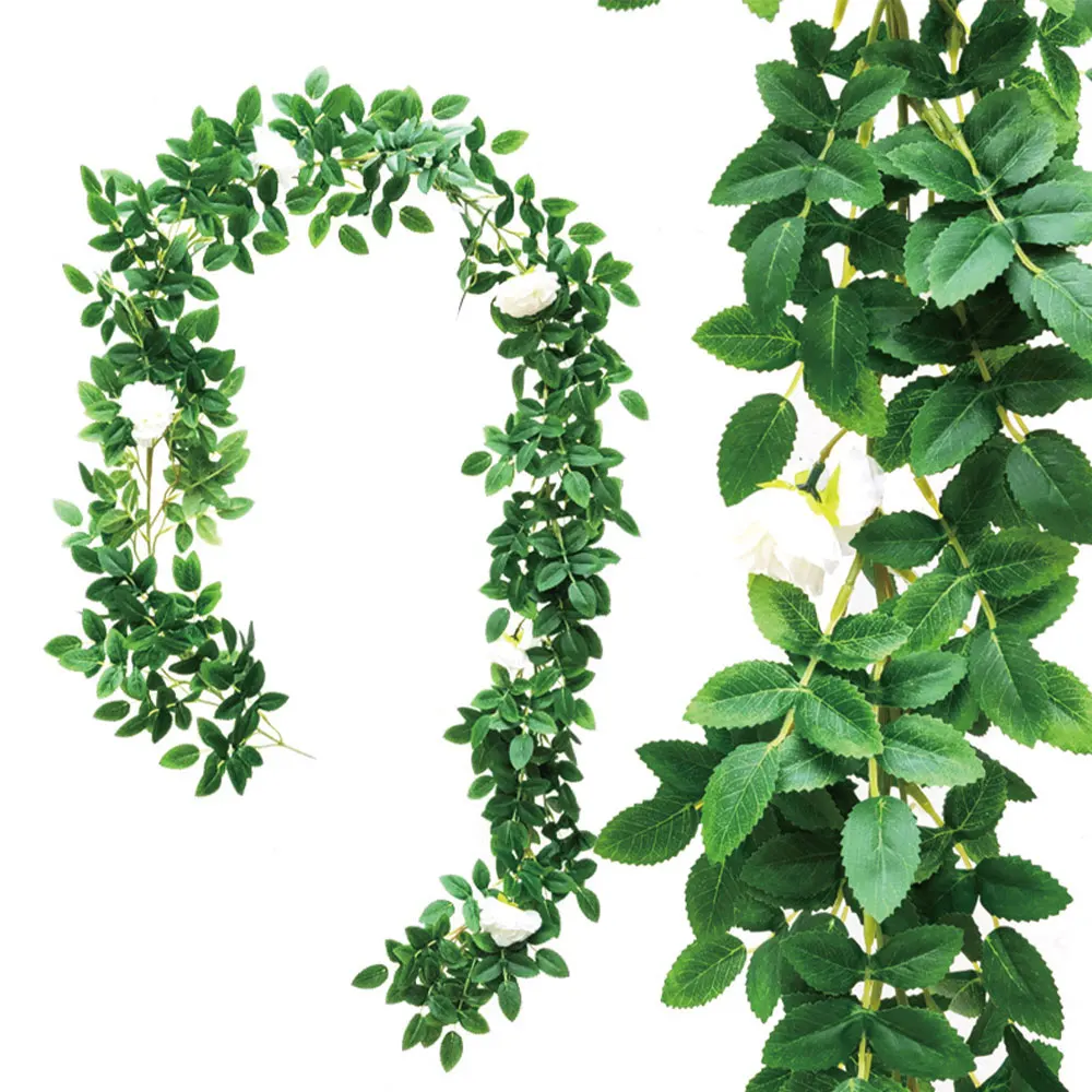 2 м искусственные лозы шелковые розы поддельные криперы зеленый лист для