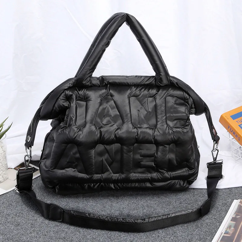 Вместительная сумка на плечо для женщин нейлоновая Роскошная Хлопковая Сумка