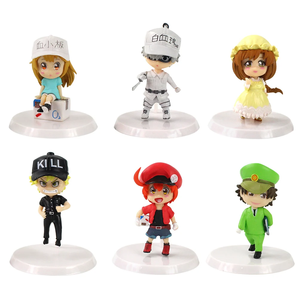 6 7 см шт./лот клетки на работе кровяные красные Hataraku Saibou Q Ver. ПВХ фигурки аниме