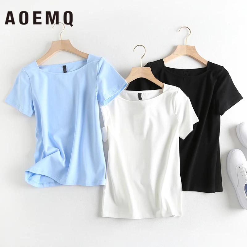 Женские повседневные футболки AOEMQ летние дышащие хлопковые вечерние для отдыха