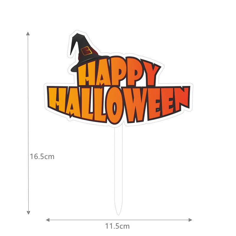 Halloween Cake Topper Cartoon Acrylic Cake Insert Card Witch Spider Pumpkin Party Decoration Cake Decor Insert Flag Supplier images - 6