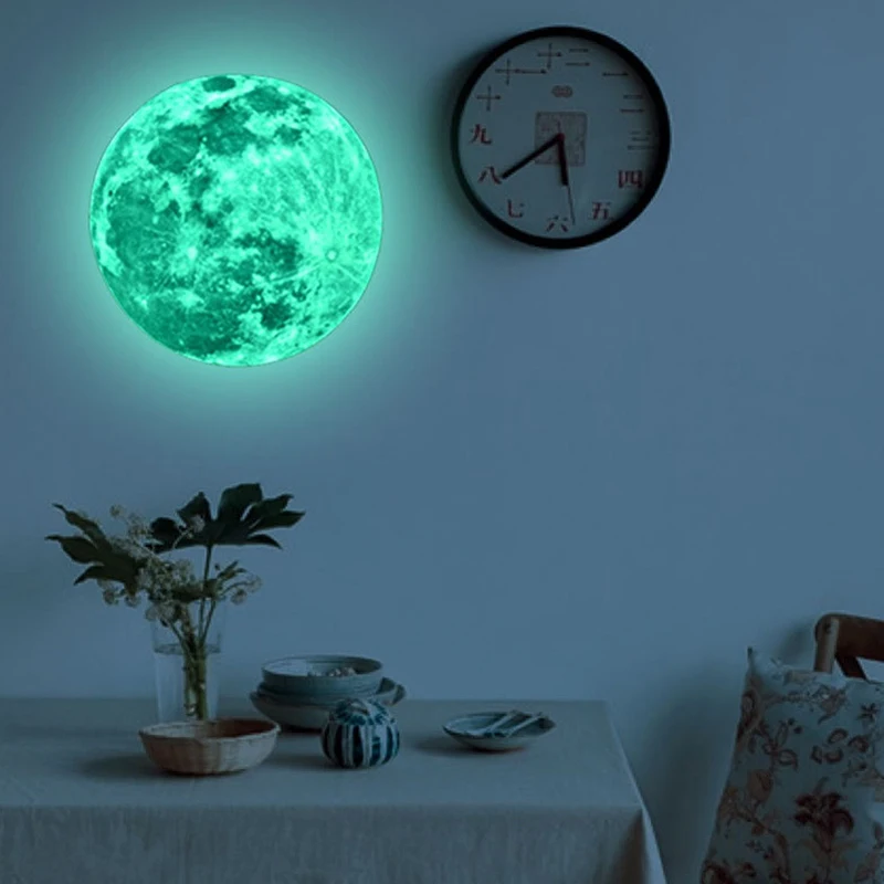 

Светящаяся Луна земля мультфильм DIY 3D наклейки на стену спальня фотография