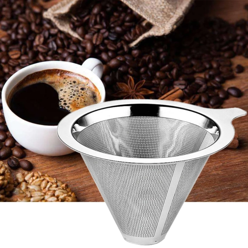 

3Pcs Stainless Steel Reusable Cone Coffee Filter Pour Over Metal Coffee Dripper
