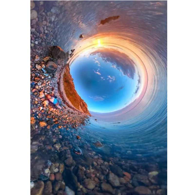 5d алмазная живопись закат по морю полное круговое украшение для стен