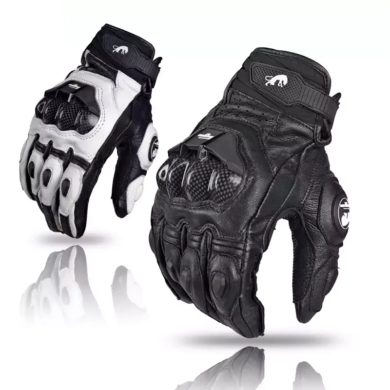 

Mens Women 4 Season Driving Supertech Black/White Motorcycle Leather Gloves Racing Glove Motorbike Cowhide racing bike knight