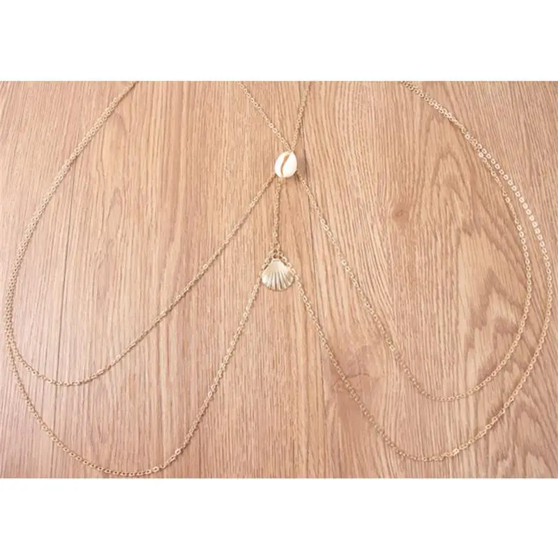 1 шт. в богемном стиле женского тела оболочки цепь гребешком кулон бикини накрест