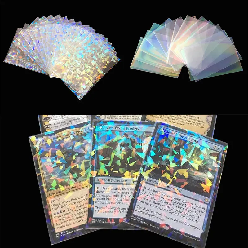 100Pcs Tarot Rainbow Foil Transparent Laser Clear Sleeves Korea Idol Photo Holographic Protector Trading Cards Shield Cover | Спорт и