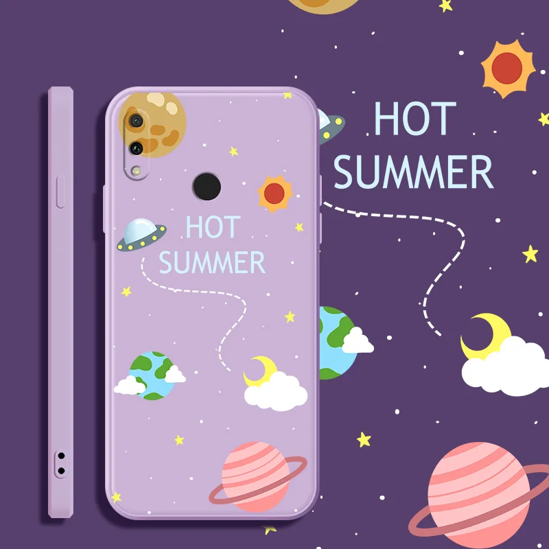 

For Huawei Enjoy 9 Plus Soft TPU Silicone Protective Square Phone Case Colorful Planet Anti-fall Back Cover Fundas