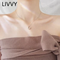 livvy silver color sweet flash irregular moon pendant necklace minimalist fashion party jewelry trendy neck accessories
