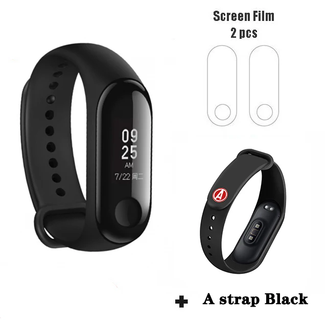 xiaomi mi band 3 ми бэнд Сяо mi Группа 3 Смарт-браслет Фитнес браслет большой Сенсорный экран OLED сообщение сердечного ритма время Smartband смарт браслет шагомер умный здоровье здоровья пульсометр смарт часы - Цвет: A Black Strap
