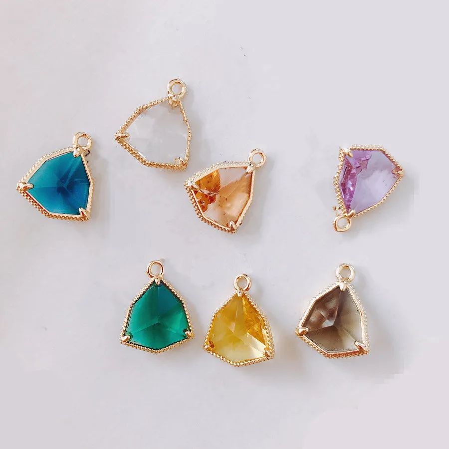 

10Pcs Alloy Crystal Triangle Pendant Accessories Eardrop Necklace Charms Jewelry Components Handmade Diy Earrings Material