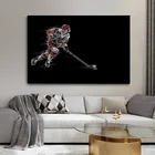 Плакат с хоккеем с шайбой, абстрактная черная и белая Картина на холсте, настенные художественные спортивные плакаты и принты, картина для декора гостиной