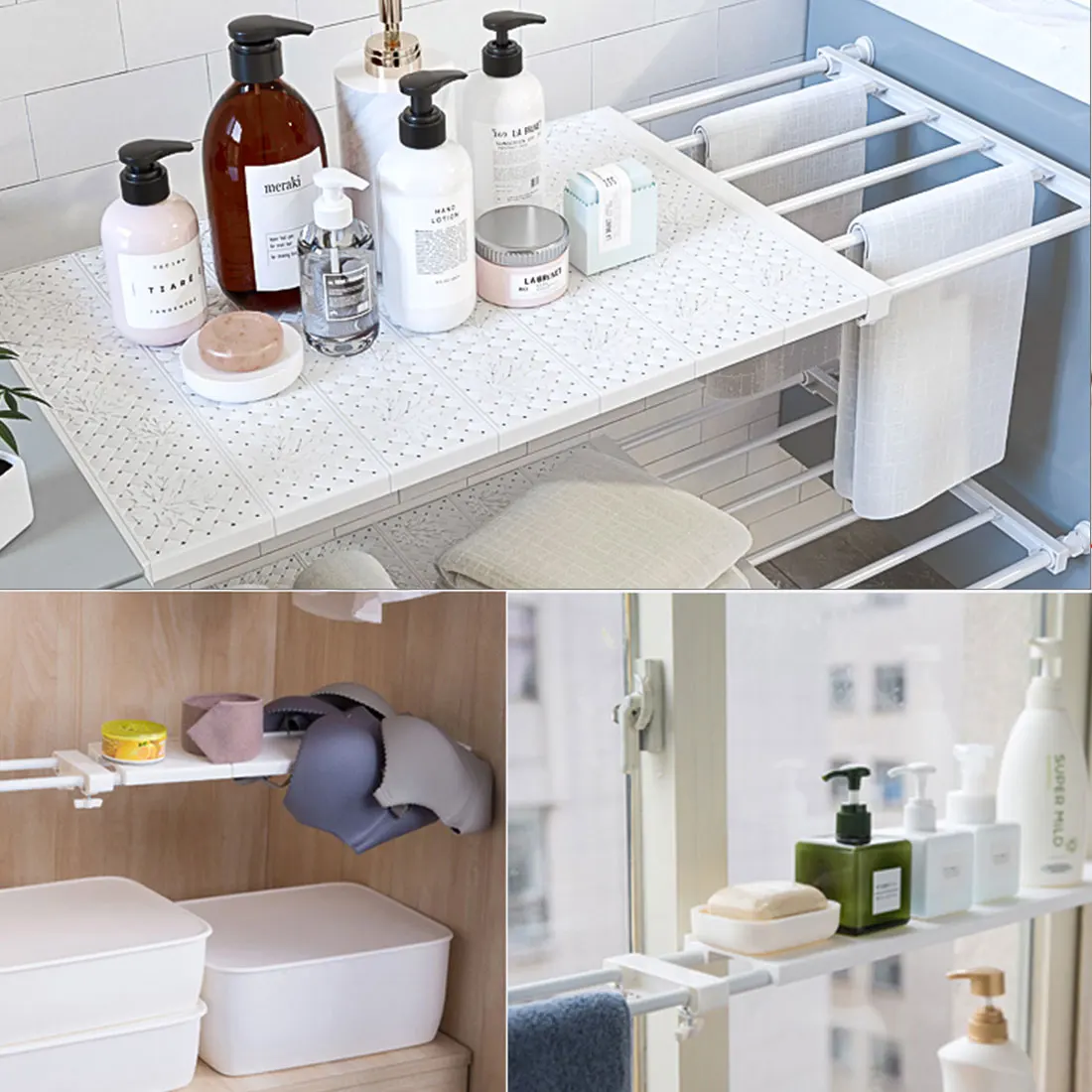 

Adjustable closet storage rack perforated layered storage rack wall-mounted kitchen rack space saving wardrobe decoration