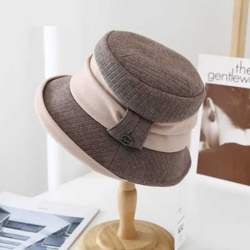 

Autumn Winter Hats For Women Fashion Velvet Button Bucket Hat Designer Warm Panama Female Fisherman Cap Wide Brim Bonnet Gorro