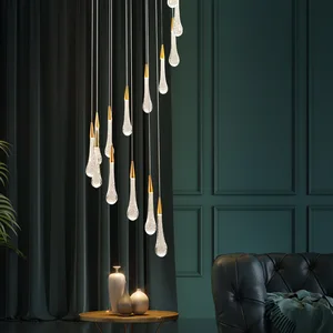 Modern Acrylic Led Chandeliers Lighting Living Room Decor Led Pendant Chandelier Lamp Villa Stair Loft Hanging Lights Fixtures