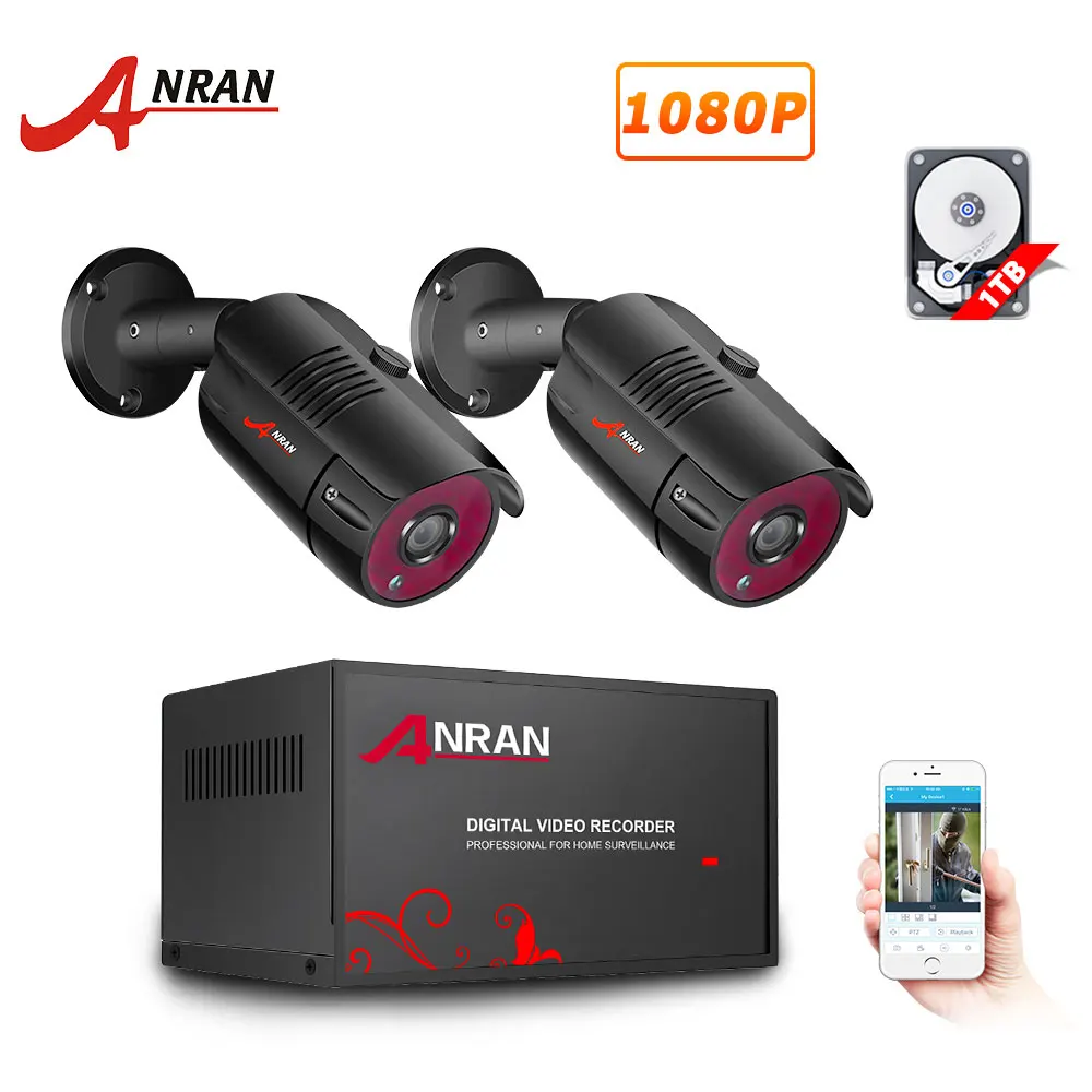 4CH NVR 2 Cameras ANRAN 4CH/8CH CCTV Системы 8 шт. 1080P Открытый Защита от атмосферных воздействий Камера AHD DVR Kit День/Ночь Камера видеонаблюдения Системы - Цвет: 4CH NVR 2 Cameras
