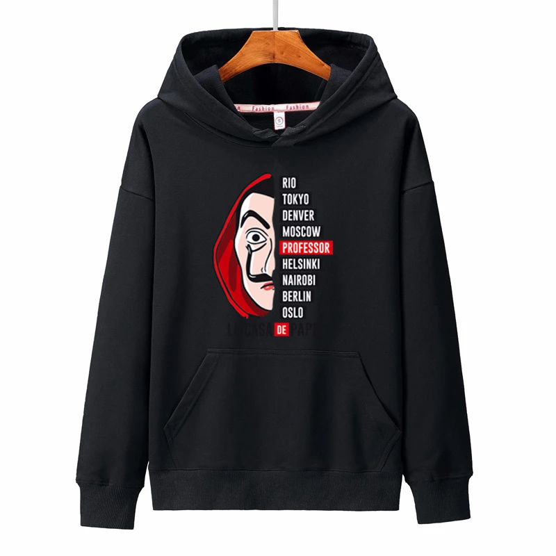 

Новые толстовки мужские la casa de papel Осень Harajuku Хип-хоп Джокер бумажный дом ТВ печатная Толстовка Мода Мужская толстовка hombre