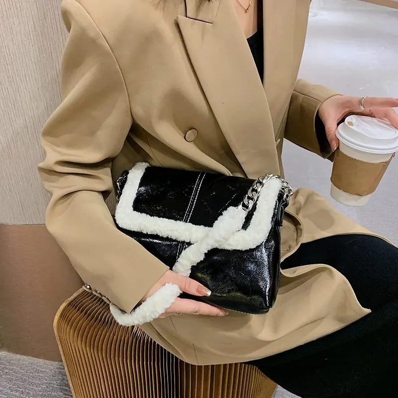 

Роскошные сумочки, женские сумки, дизайнерская мягкая кожаная сумка на плечо, зимняя сумка-мессенджер на цепочке, женская сумка через плечо ...