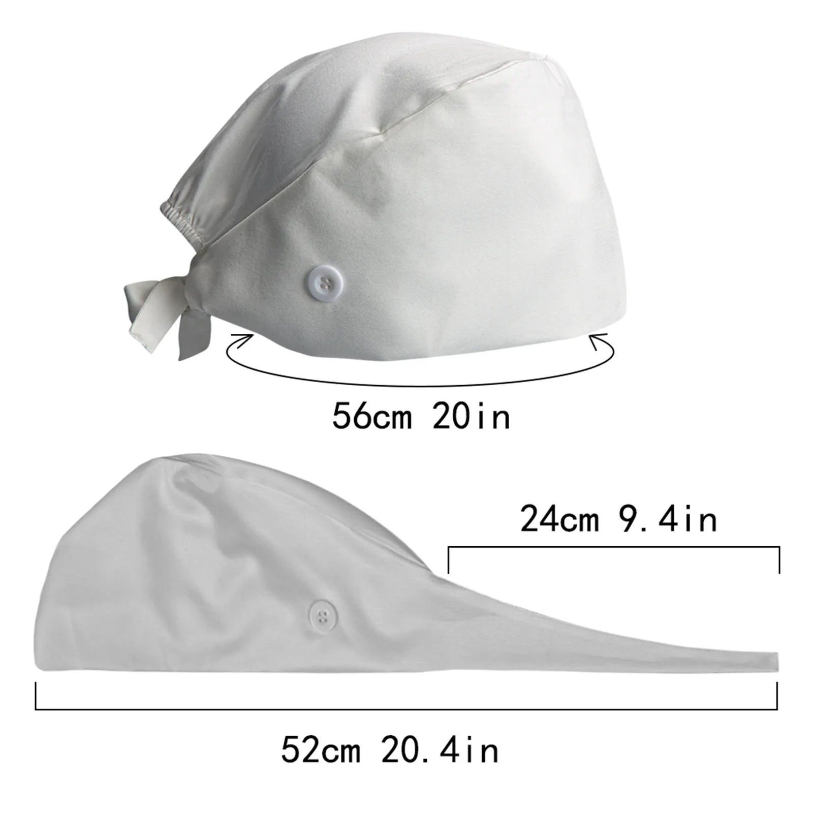 

2PCS Unisex Working Cap with Button Scrub Bouffant Turban Cap With Tie Back Printed Sweatband Scrub Hat for Women/Men J50