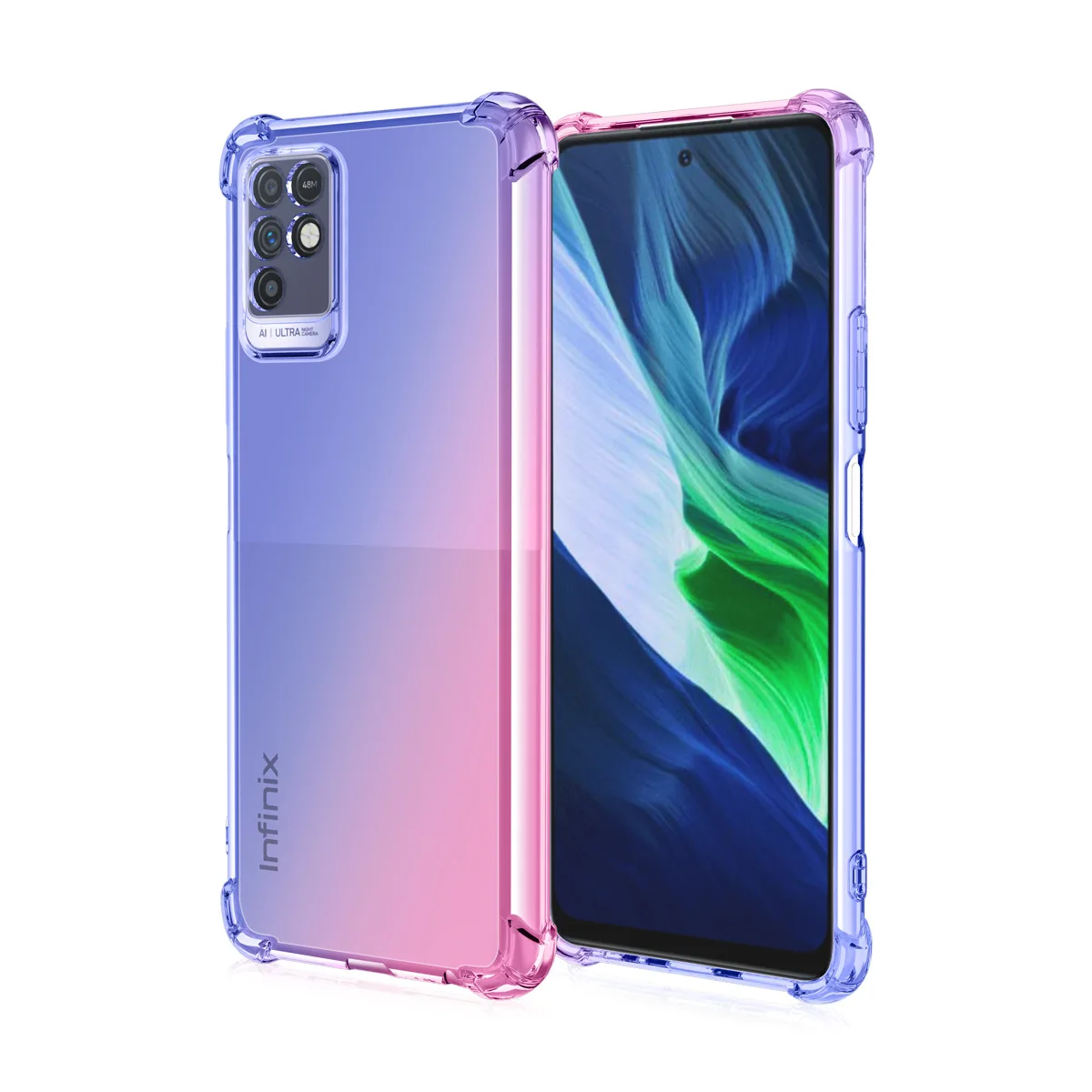 luxury gradient transparent shockproof case for infinix note 10 pro hot 10i air bag shockproof phone funda for infinix note10 free global shipping