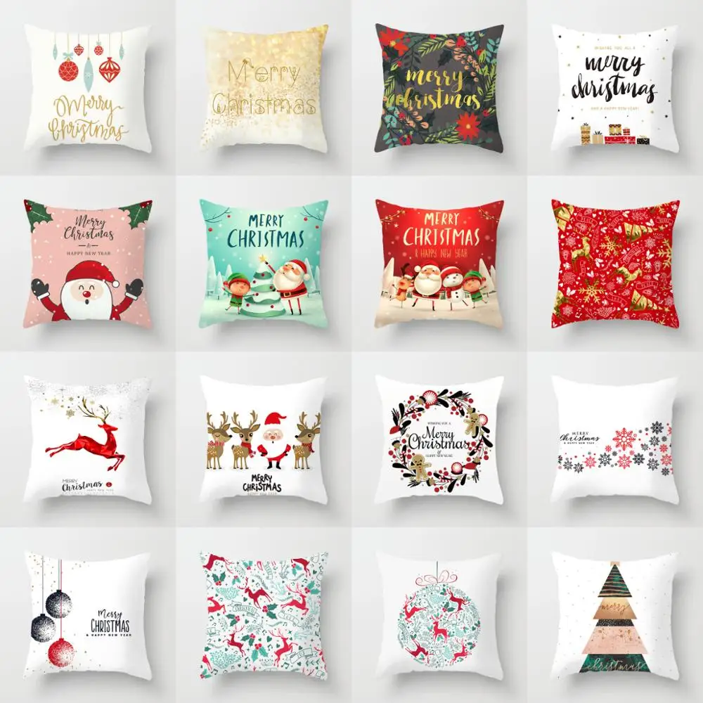 

ZENGIA Xmas Cushion Cover Merry Christmas Santa Claus Trees Home Decorative Pillows Cover Nordic Gifts Owls Almofadas cojines