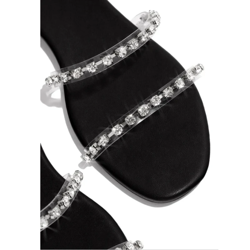 

2020 Summer Rhinestone Sandals Handmade High Quality Roman Sandals Simple Women's Shoes Party Plus Size 35-43