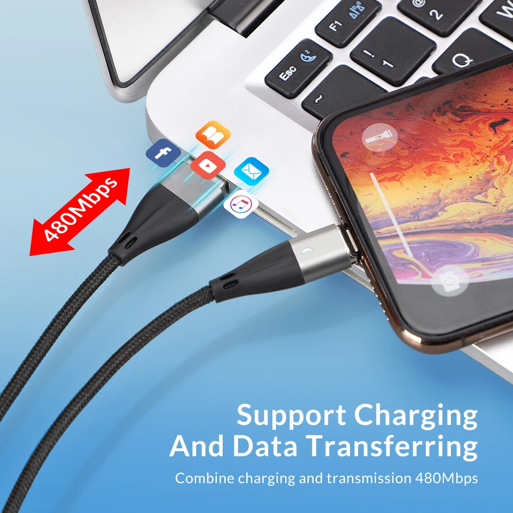 3A Магнитный кабель type C для быстрой зарядки IPhone X XS MAX Micro USB зарядное устройство