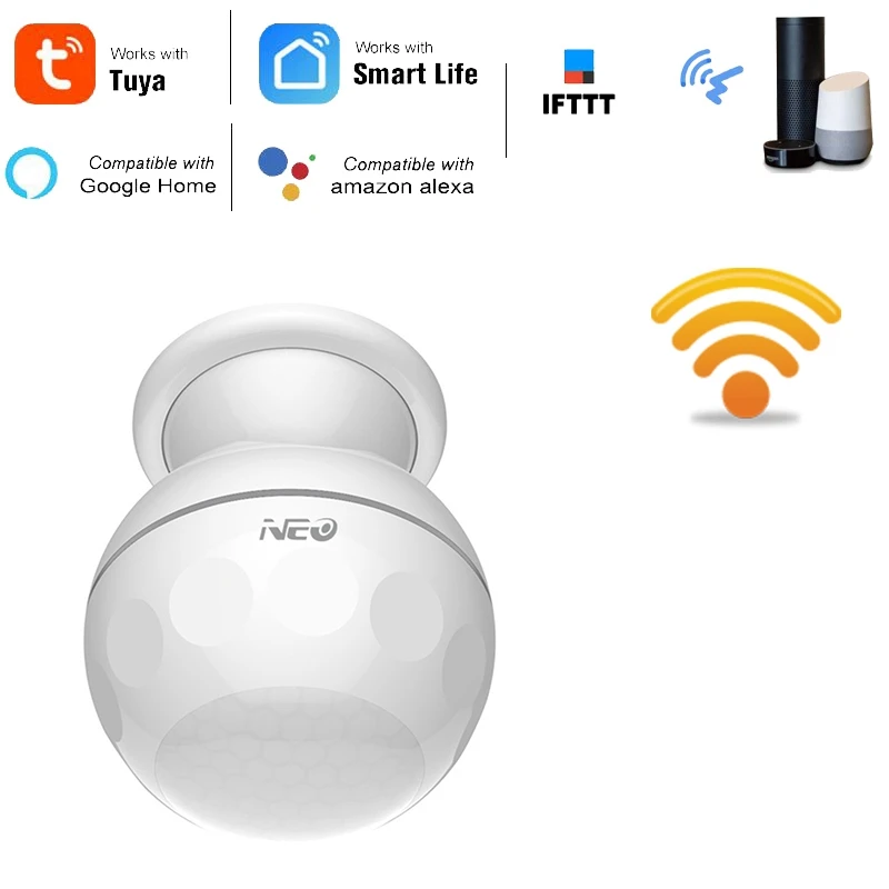 

NAS-PD02W WI-FI движения PIR Сенсор детектор Tuya Smart Life приложение Smart Домашней Автоматизации сигнализации Системы с кронштейном