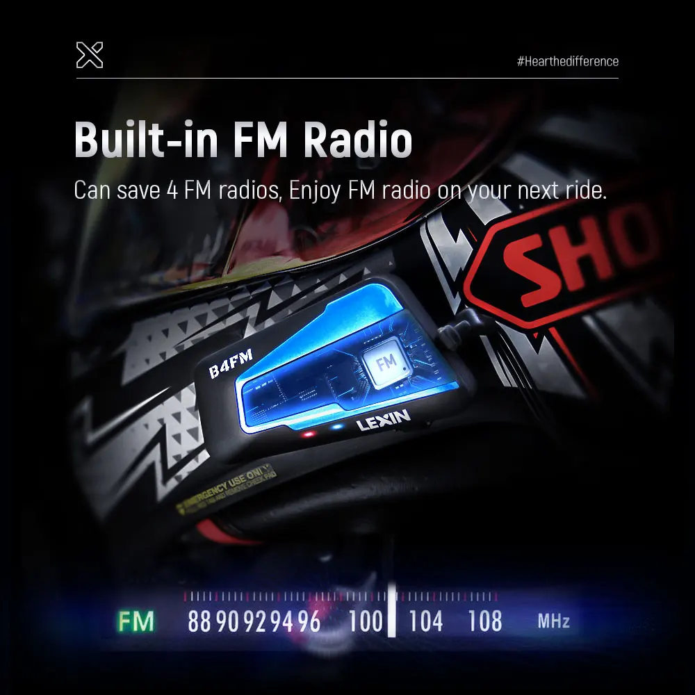 Bluetooth-гарнитура Lexin B4FM для мотоциклетного шлема IPX67 | Автомобили и мотоциклы