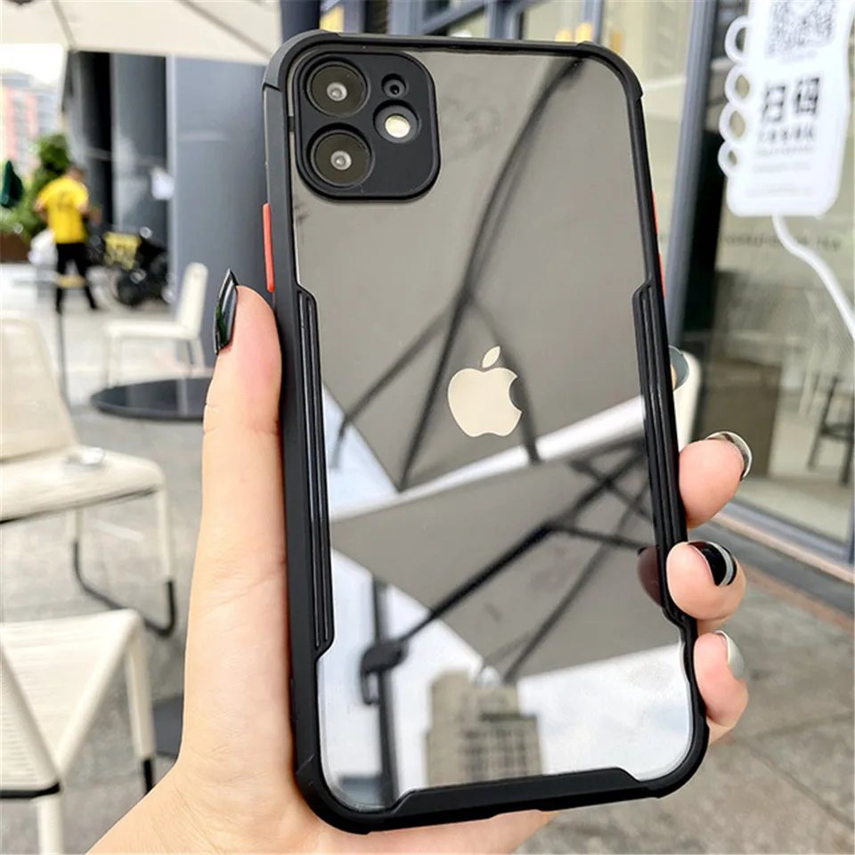 

Luxury Shockproof Frame Clear Phone Case For iPhone 11 Pro Max XR X XS 7 8 Plus SE 2 2020 Lens Full Protective Transparent Cover