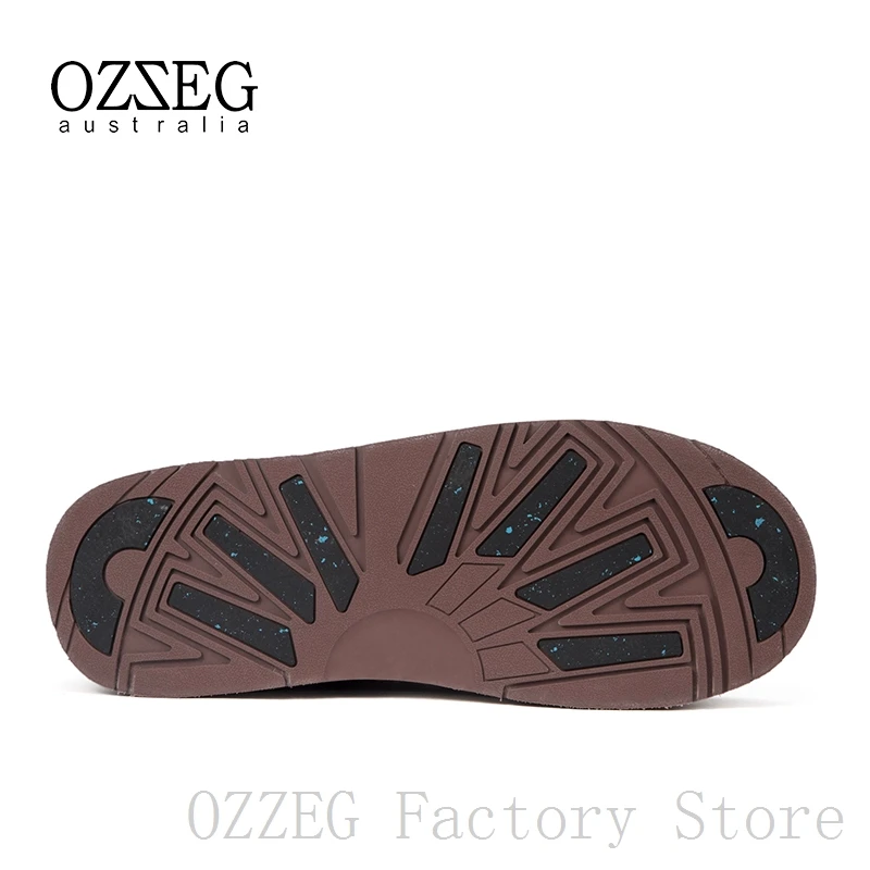 OZZEG/Роскошная брендовая мужская повседневная обувь зимние ботинки австралийские ботильоны из натуральной кожи Зимняя обувь на овечьем меху обувь на шнуровке, OZ052