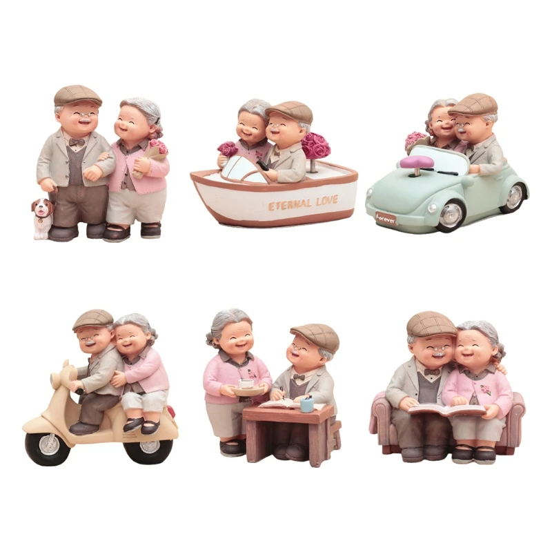 

Cartoon Elderly Couple Desktop Ornament Creative Resin Statue Decor for Home Indoor Creative Desktop Decoration Art Crafts