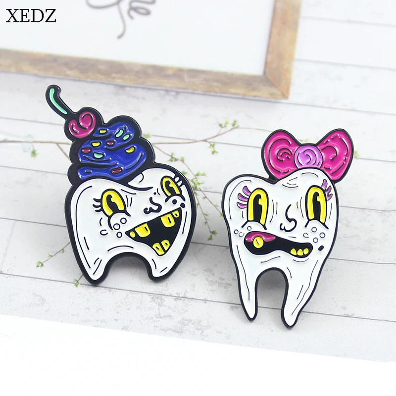 Женская брошь в форме мороженого XEDZ модная конфеты и зуба милая кожаная для