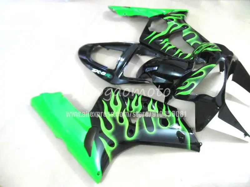 

Body kits Injection green black Fairing kits for KAWASAKI Ninja ZX6R 03 04 ZX 6R 2003 2004 ZX-6R 636 Fairings bodywork kit