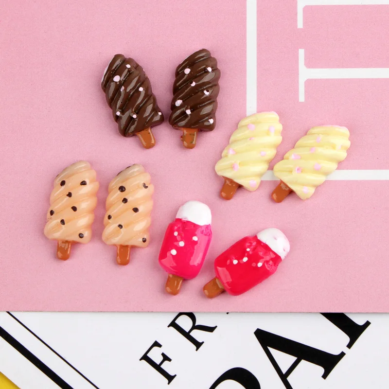 Мини-заказ 4*20 мм каваи кабошон из смолы милый еда Мороженое Flatback камея глина