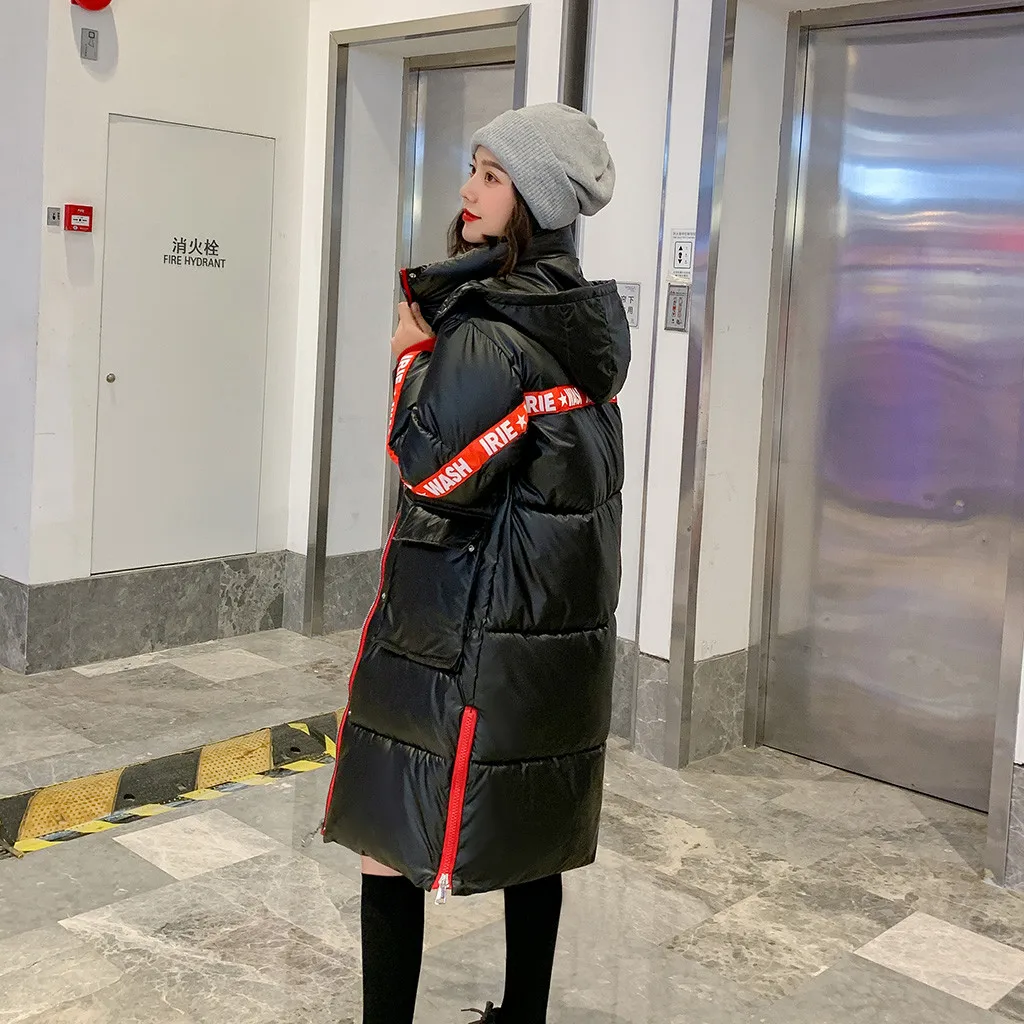 Модные Женские глянцевые средней длины серебряные пуховики с большим меховым воротником, пальто с капюшоном, парка, куртка, теплые женские зимние куртки#3