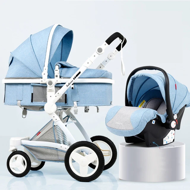 

Luxury Baby Stroller 3 in 1 With Car Seat High Landscape Pram For Newborns Travel System Baby Trolley Walker Foldable Carriage