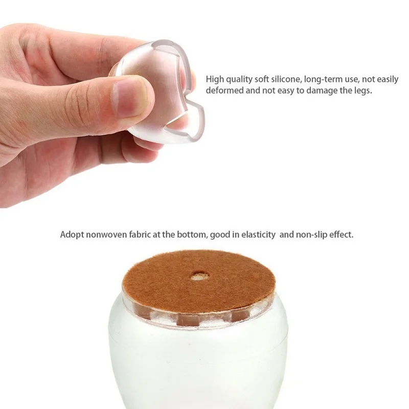 

New 16pcs Transparent Silicone Chair Leg Furniture Legs Caps Feet Pads Furniture Table Covers Floor Protector Glides Feet Caps