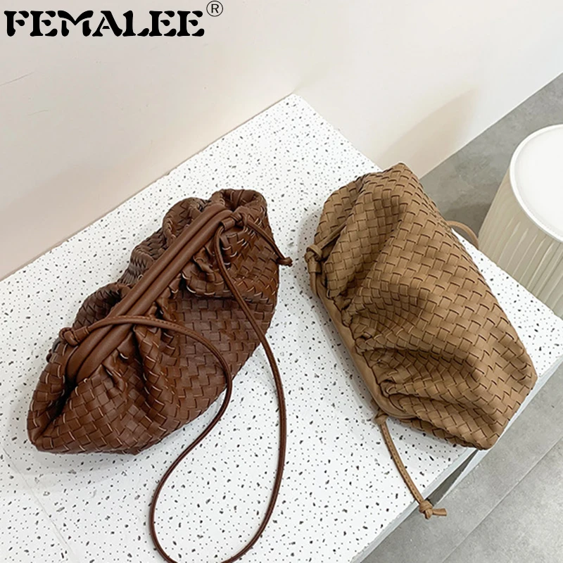 Женская сумка из плетеной кожи мягкий модный кошелек клатч вечерняя сумочка