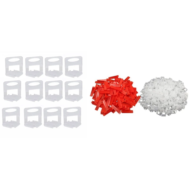 

500Pcs Plastic Ceramic Tile Leveling System Clips With 300Pcs Ceramic Tile Leveling System 200 Clips+100 Wedges