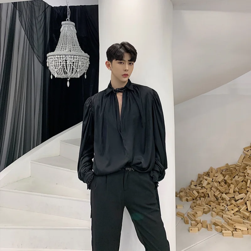 Мужская рубашка поло чёрно-белая повседневный спортивный костюм с длинным