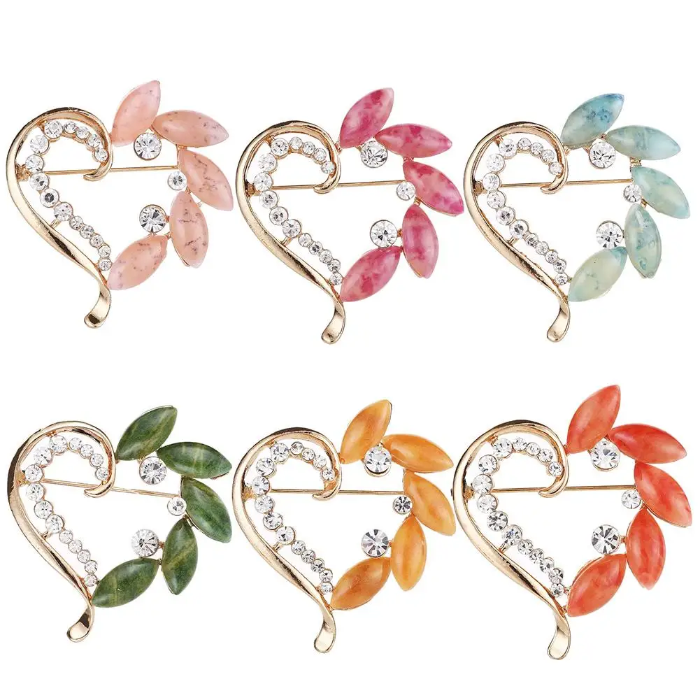 Брошь на булавке для женщин ювелирные изделия Модные полые стразы любовь сердце