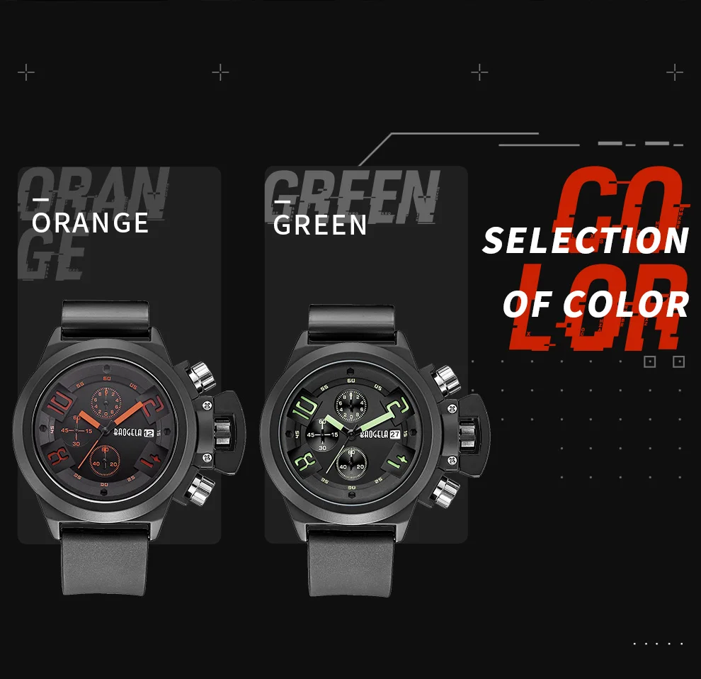 Baogela mode hommes montres меню кварцевый Спортивный Хронограф Montre Homme Relogio Masculino силиконовый Montre-браслет pour Homme horlo