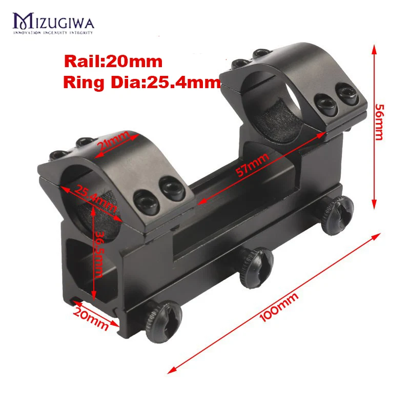 Rail20mm Ring25.4mm MIZUGIWA Тактический цельный плоский Топ 30 мм двойное кольцо выше профиля прицела 20 мм рис Рельс Пикатинни для пневматической винтовки - Цвет: Rail20mm Ring25.4mm