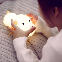 silicone dog led night light touch sensor 2 colors dimmable timer usb rechargeable cartoon pat lights cute childrens gifts b