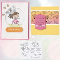 cute little girl metal cutting dies and clear stamps cut mold blade knife punch scrapbook paper craft 2021 new arrive