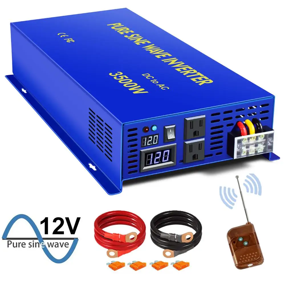 

XYZ INVT 3500 watt Power Converter Pure Sine Wave Inverter 12v 24v 36v 48v dc to ac 120v 240V with Wireless Remote Switch