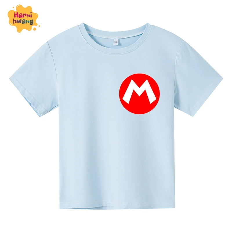 

Super Mario Children's Cotton T-shirts Fashion Harajuku Short Sleeve Oversized T-shirt Baby Summer Anime Top 4-14 Years Old