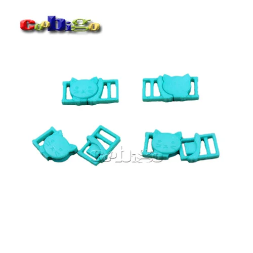 Turquoise 100 шт красочные пластиковые 3/" кошачья голова безопасности отрывающиеся пряжки для нижнего белья Домашние животные воротник и сумка тесьма аксессуар для одежды сделай сам - Цвет: Turquoise